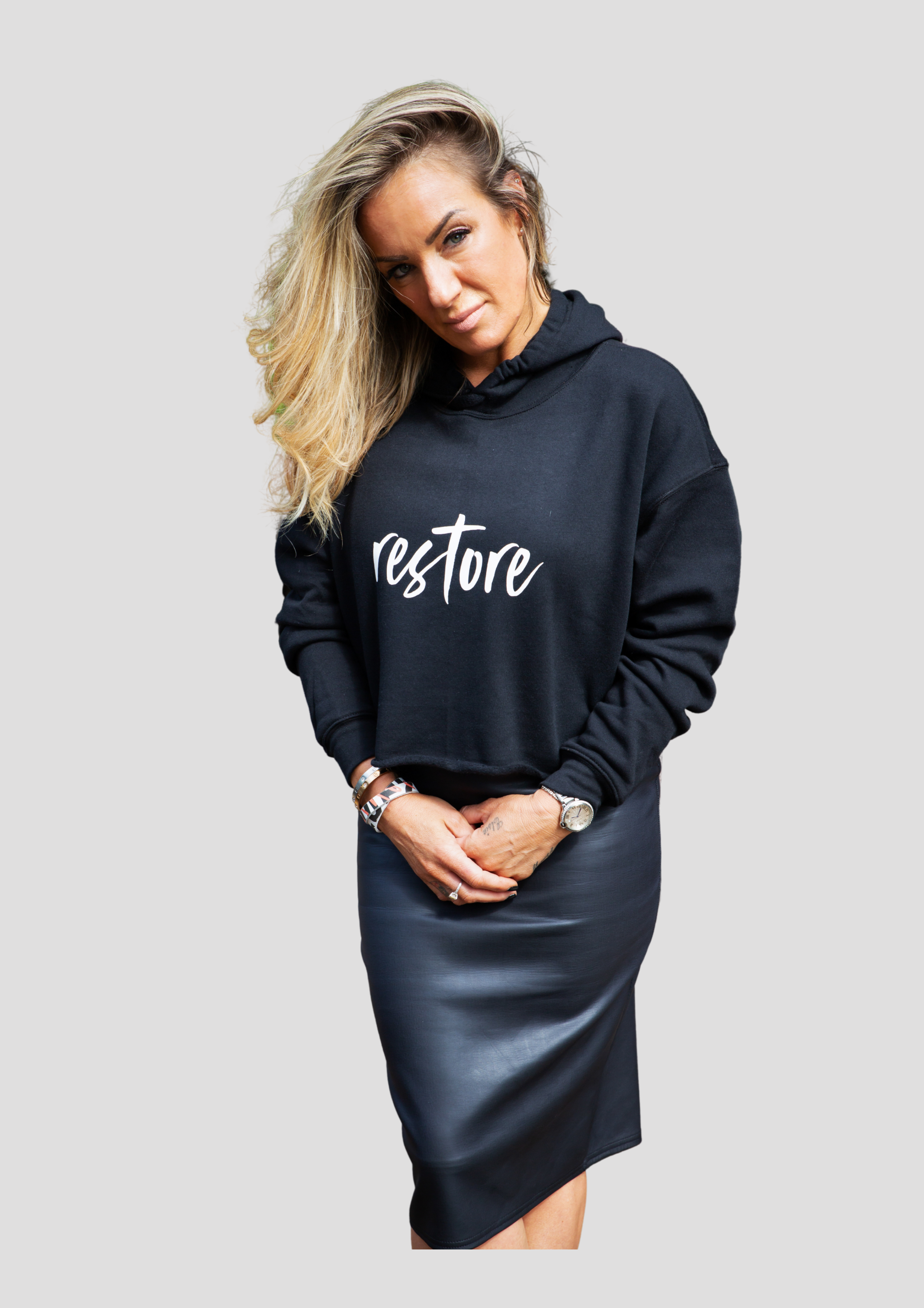 WOMEN'S CROPPED FLEECE HOODIE