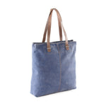 Load image into Gallery viewer, HYDESTYLE CRACKLE LEATHER TOTE SHOPPER BAG l DENIM BLUE
