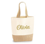 Load image into Gallery viewer, PERSONALISED JUTE BASE CANVAS SHOPPER
